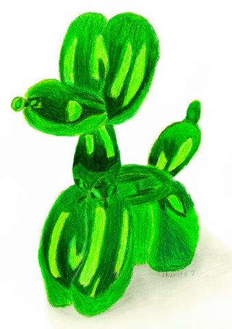 'Balloon dog - green' card